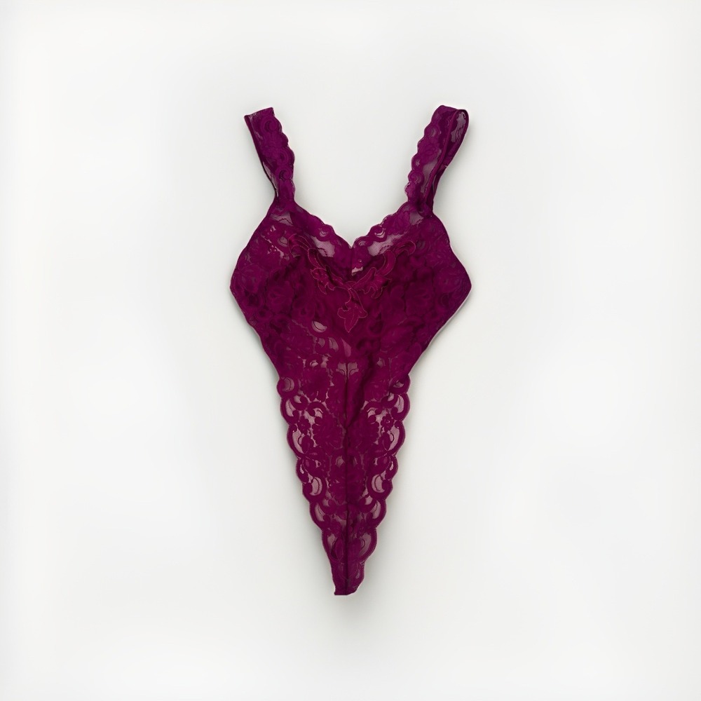 Vtg Victorias Secret‎ Gold Label Purple Lace Teddy Small Bodysuit Lingerie USA